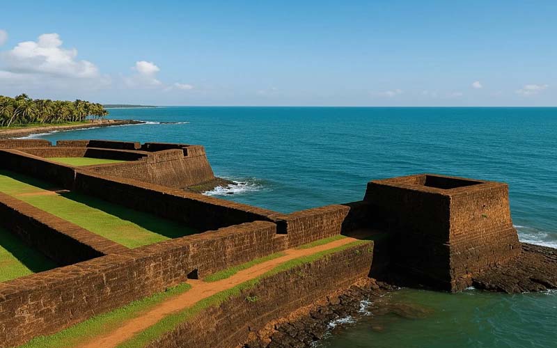 Tourists exploring Kannur Fort, Lighthouse, and Parassinikadavu Temple during Kannur Darshan private sightseeing tour
